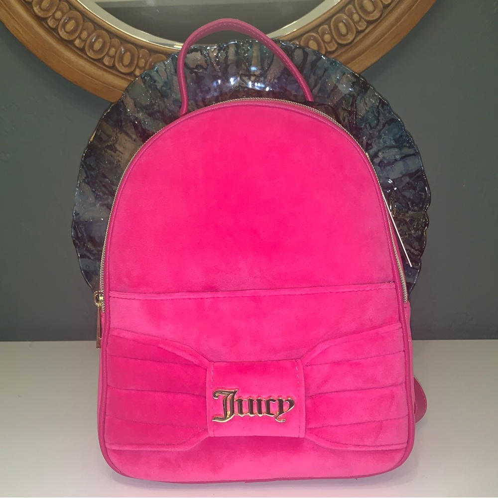 Juicy Couture HTF RARE Velour Raspberry Tart Pink Backpack NEW